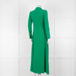 Olivia von Halle Green Silk Maxi Shirt Dress with Gold Buttons