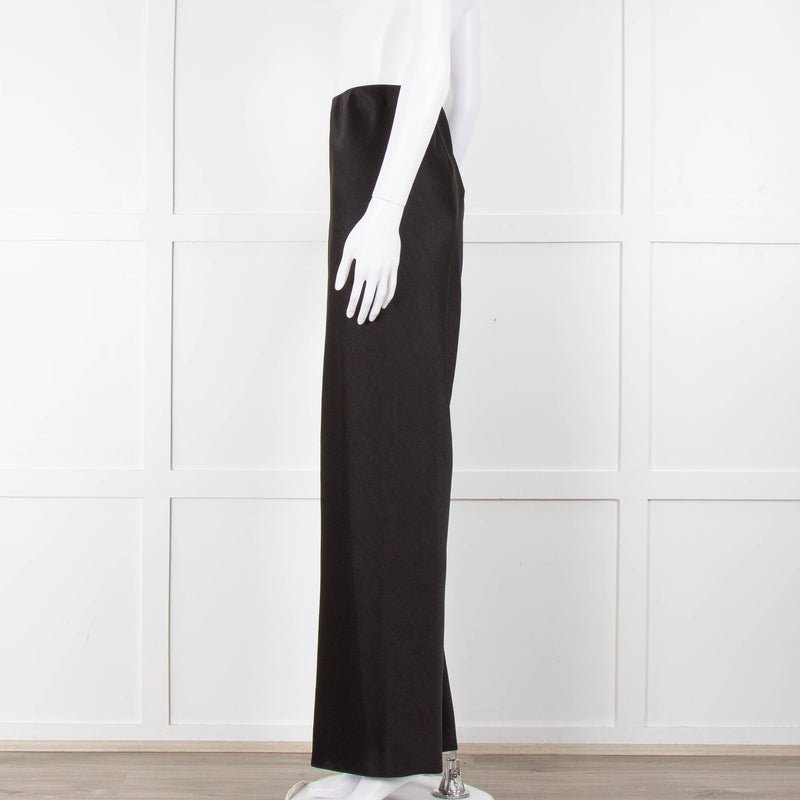 Vince Black Wide Leg Pull On Satin Trousers