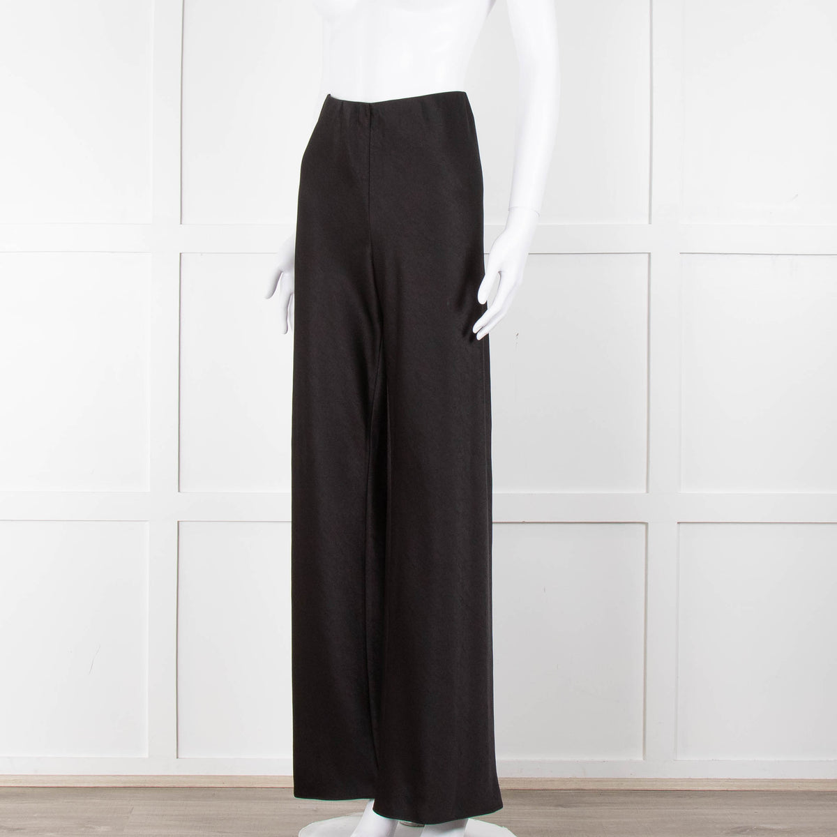 Vince Black Wide Leg Pull On Satin Trousers