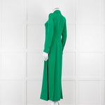 Olivia von Halle Green Silk Maxi Shirt Dress with Gold Buttons
