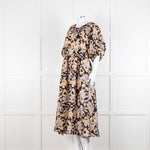 Second Female Black Patterned Print Dropped Waist Midi Dress