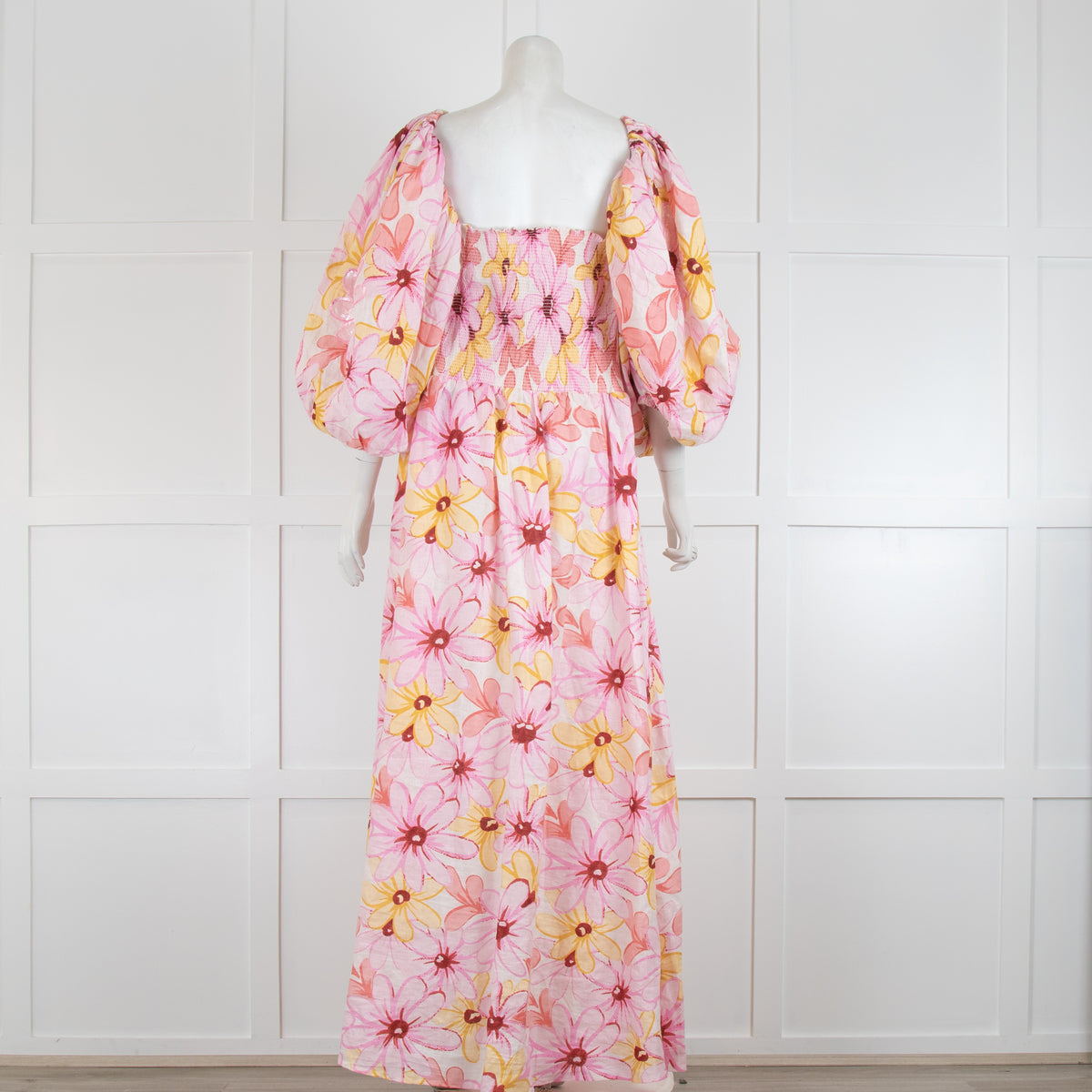Sundress Pink Floral Emilia Linen Maxi Dress