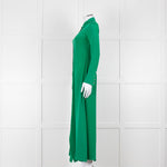Olivia von Halle Green Silk Maxi Shirt Dress with Gold Buttons