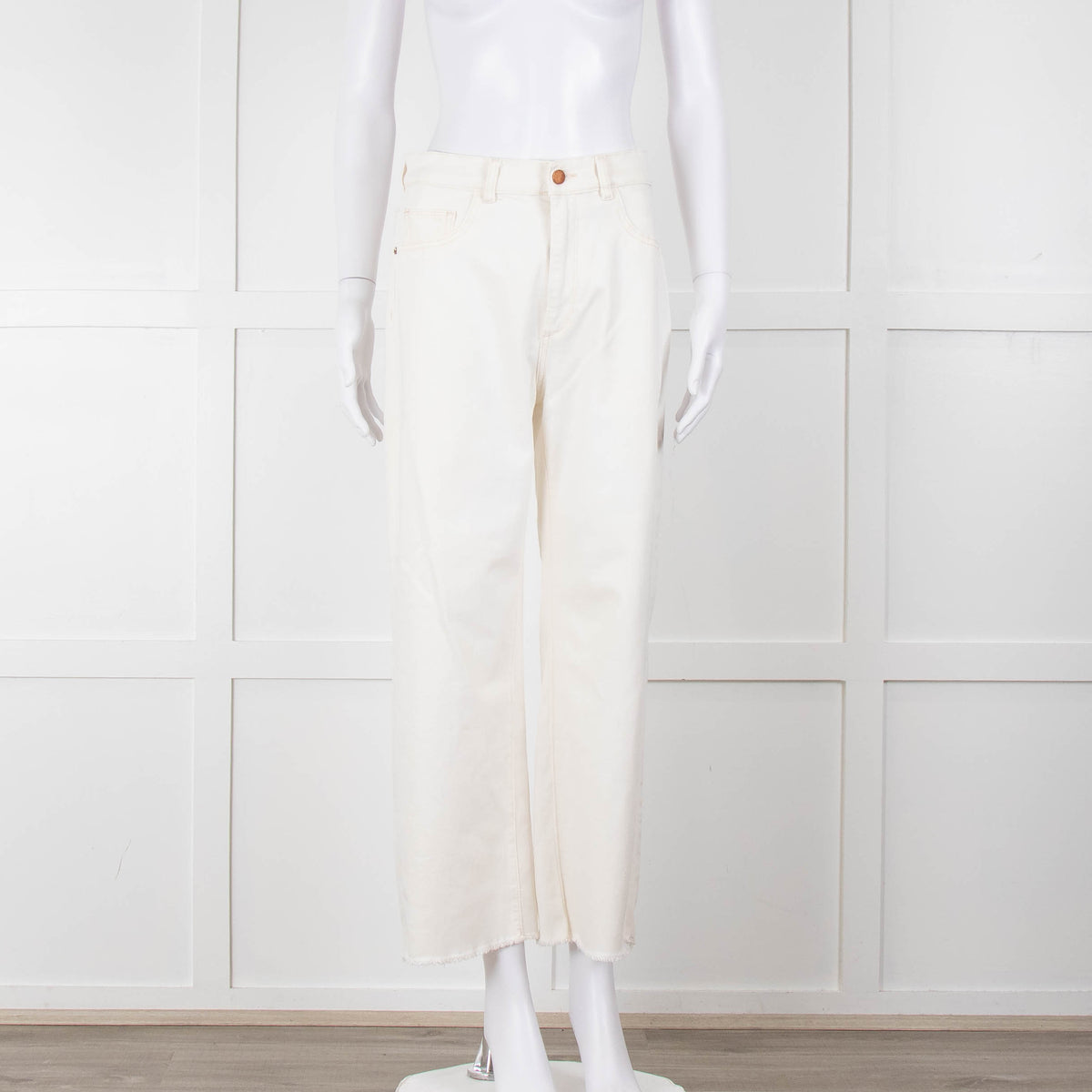 DL1961 Cream Hepburn Wide Leg Jeans