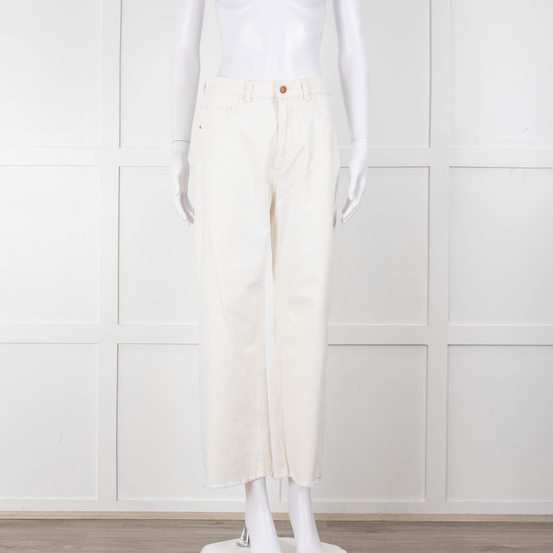 DL1961 Cream Hepburn Wide Leg Jeans