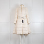Elisabetta Franchi Cream Padded Coat with Flared Skirt