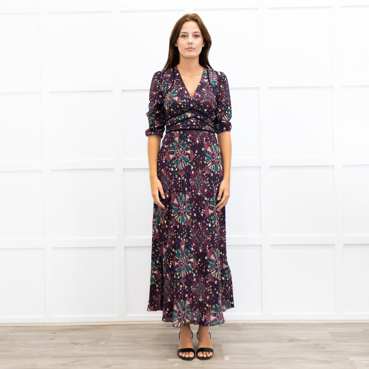 Ba&sh Fazia Purple Floral V Neck Maxi Dress