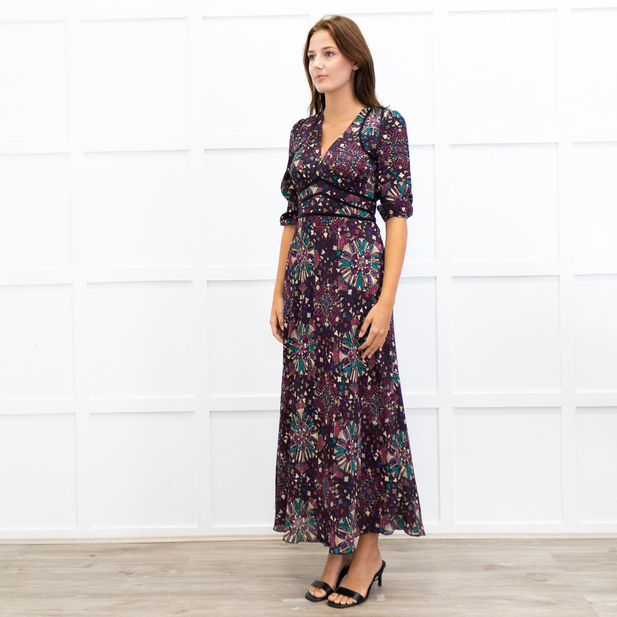 Ba&sh Fazia Purple Floral V Neck Maxi Dress