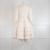 Elisabetta Franchi Cream Padded Coat with Flared Skirt