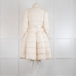 Elisabetta Franchi Cream Padded Coat with Flared Skirt