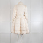 Elisabetta Franchi Cream Padded Coat with Flared Skirt