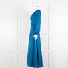 Saloni Blue Silk Fit and Flare Maxi Dress with Front Split