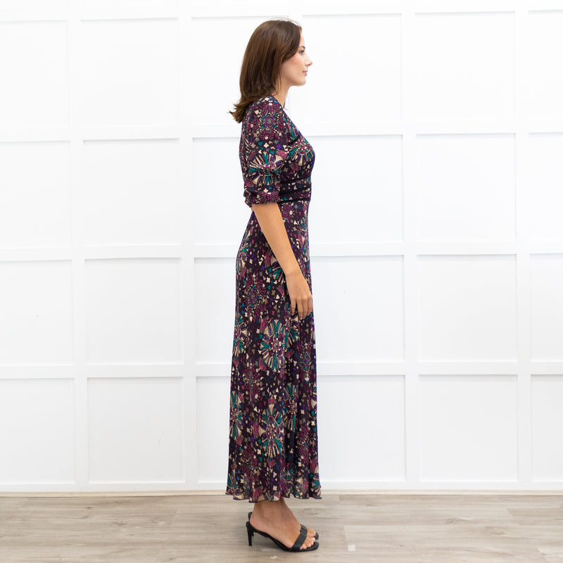 Ba&sh Fazia Purple Floral V Neck Maxi Dress