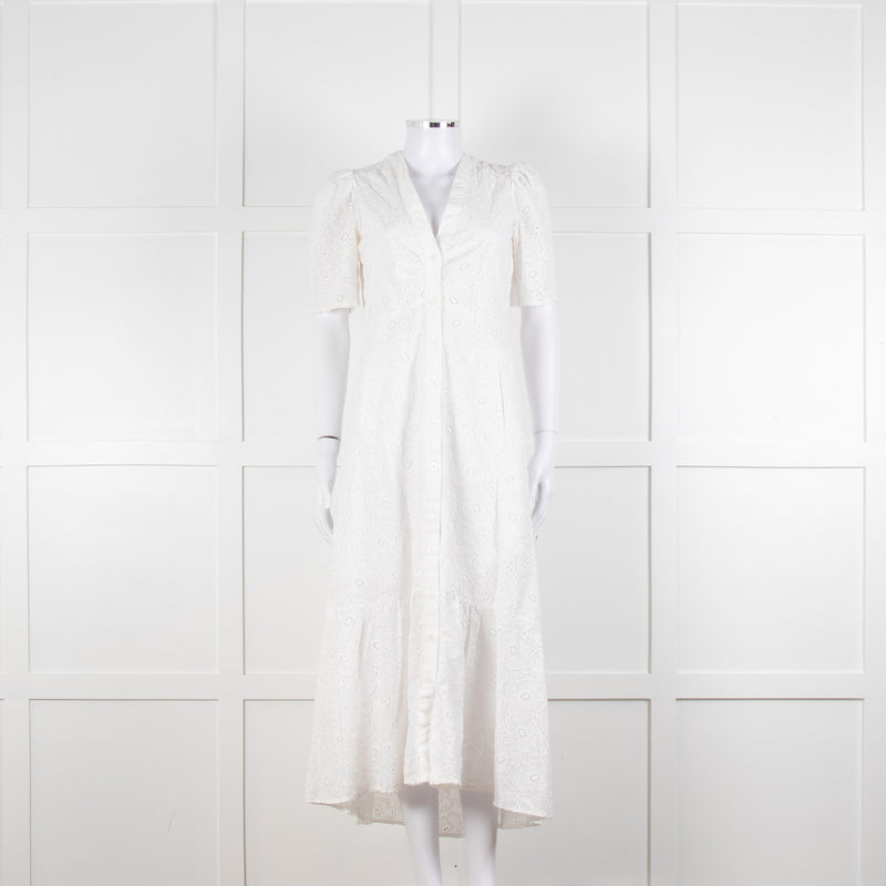 Me + Em White Broderie Anglaise Button Front Dress