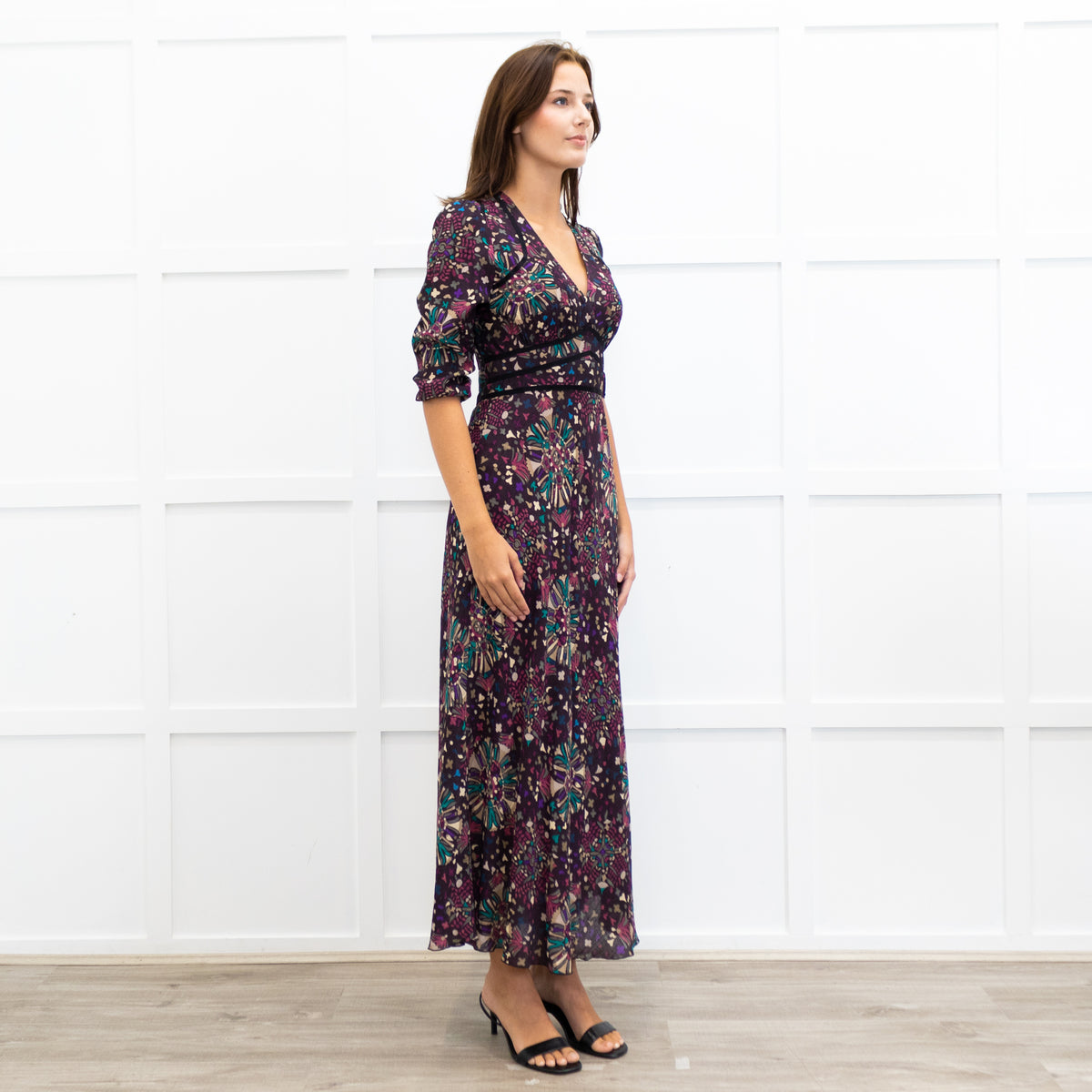Ba&sh Fazia Purple Floral V Neck Maxi Dress