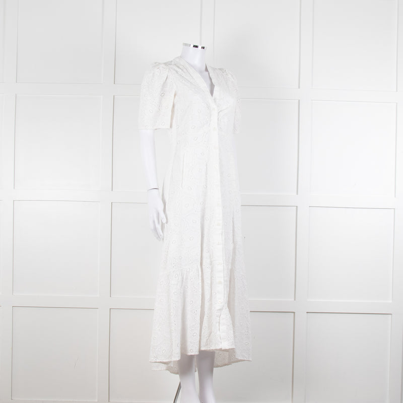 Me + Em White Broderie Anglaise Button Front Dress