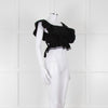 Dissh Black Cotton Short Top With Tie Back & Frill Sleeves