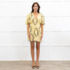 Ganni Yellow Floral Shadow Flan Mini Dress