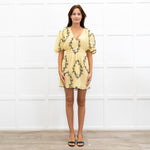 Ganni Yellow Floral Shadow Flan Mini Dress