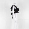 Dissh Black Cotton Short Top With Tie Back & Frill Sleeves