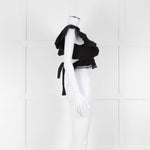 Dissh Black Cotton Short Top With Tie Back & Frill Sleeves