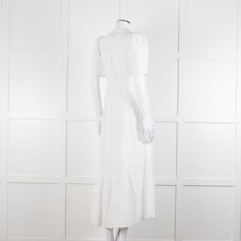 Me + Em White Broderie Anglaise Button Front Dress