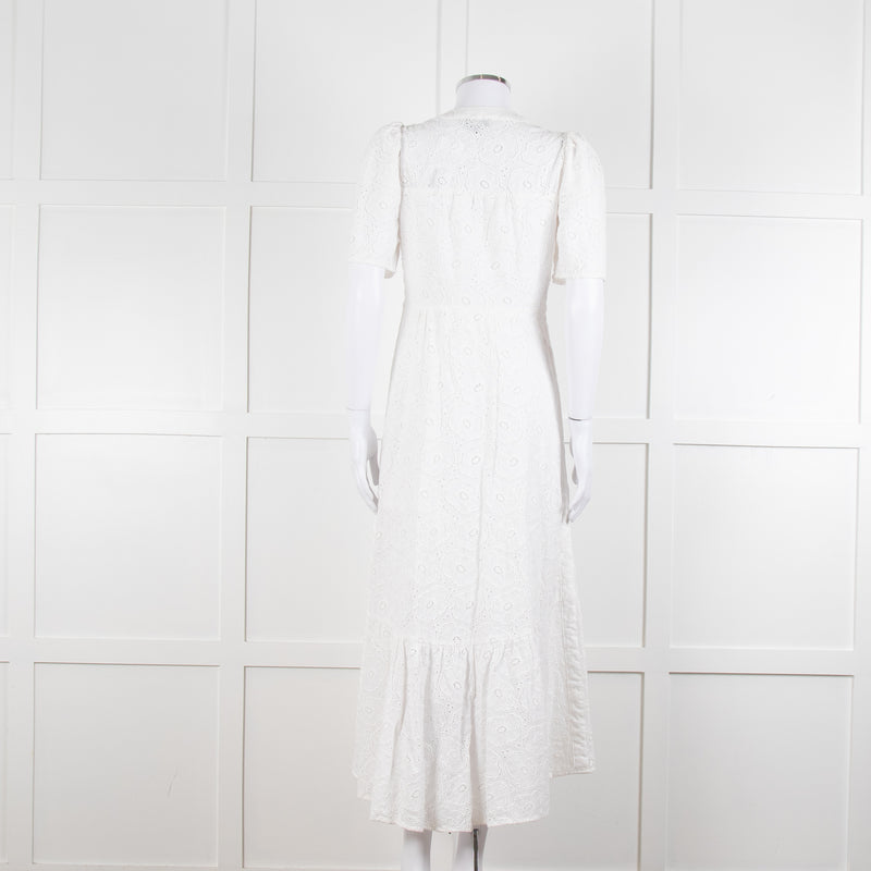 Me + Em White Broderie Anglaise Button Front Dress