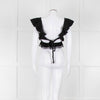 Dissh Black Cotton Short Top With Tie Back & Frill Sleeves