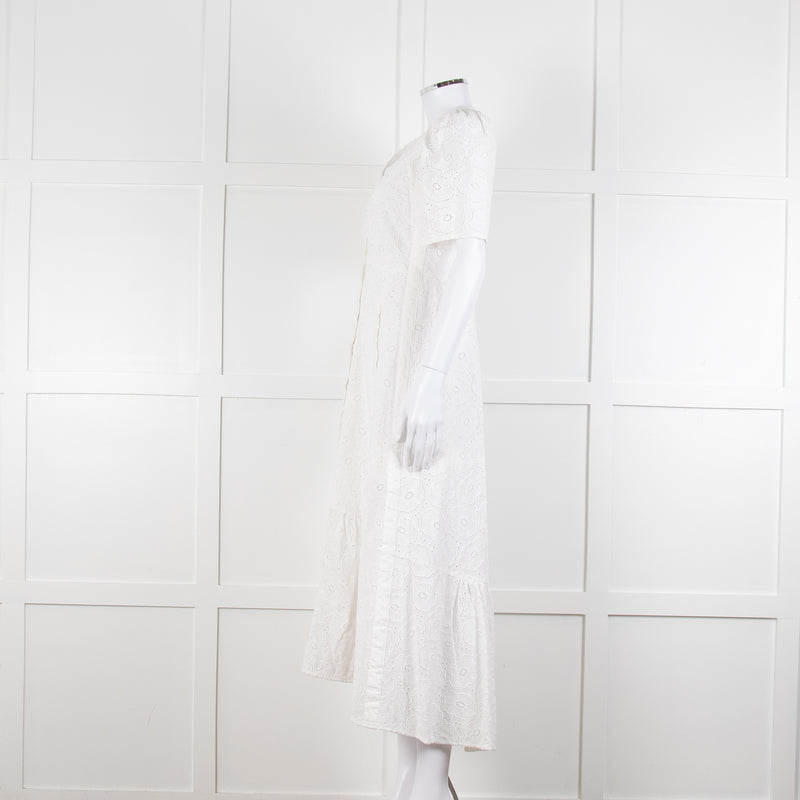 Me + Em White Broderie Anglaise Button Front Dress