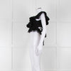 Dissh Black Cotton Short Top With Tie Back & Frill Sleeves