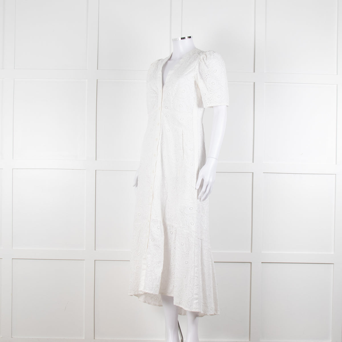 Me + Em White Broderie Anglaise Button Front Dress