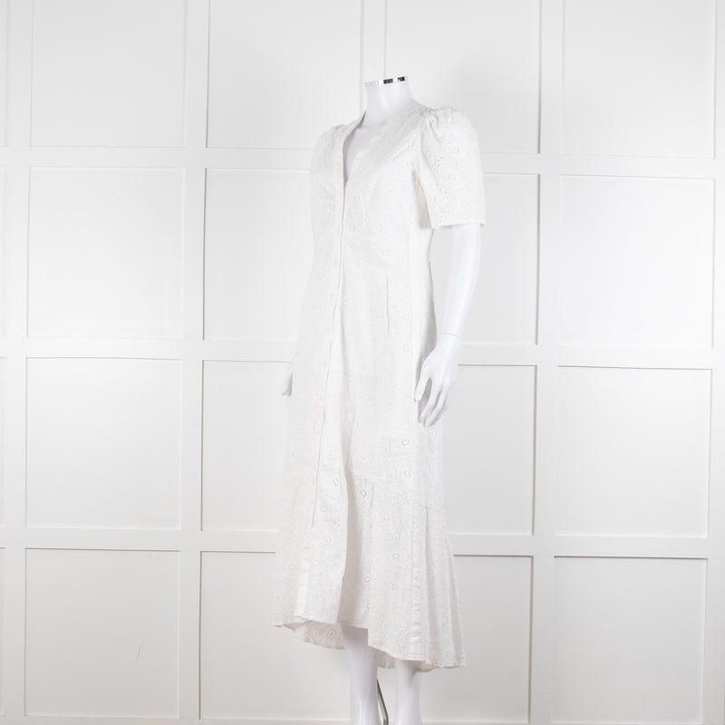 Me + Em White Broderie Anglaise Button Front Dress