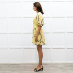 Ganni Yellow Floral Shadow Flan Mini Dress