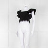 Dissh Black Cotton Short Top With Tie Back & Frill Sleeves