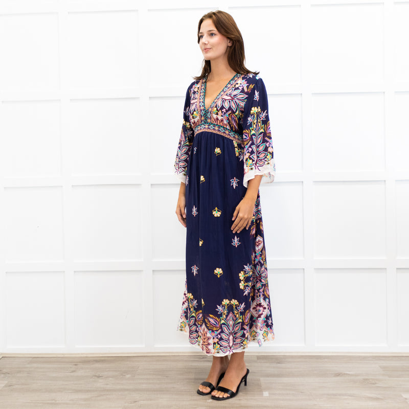 ba&sh Dark Blue Patterend Top Lufia Dress