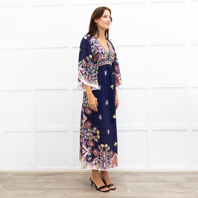 ba&sh Dark Blue Patterend Top Lufia Dress