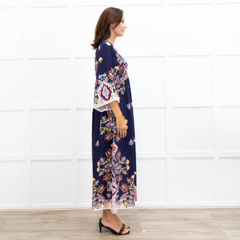 ba&sh Dark Blue Patterend Top Lufia Dress