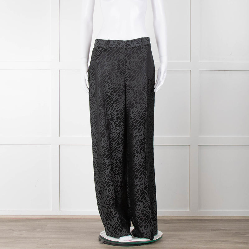 Equipment Black and Grey Animal Print Wide Leg Trousers
