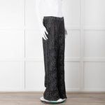 Equipment Black and Grey Animal Print Wide Leg Trousers