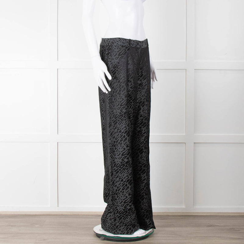 Equipment Black and Grey Animal Print Wide Leg Trousers