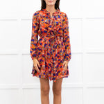 Saloni Silk Red Ruffle Tilly Mini Dress