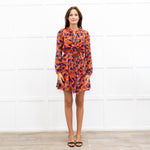 Saloni Silk Red Ruffle Tilly Mini Dress