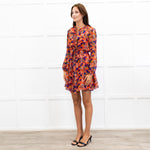 Saloni Silk Red Ruffle Tilly Mini Dress