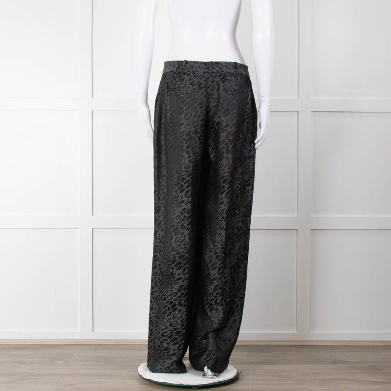 Equipment Black and Grey Animal Print Wide Leg Trousers