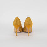 Manolo Blahnik Mustard Yellow Red Bead Embellished Heeled Shoes