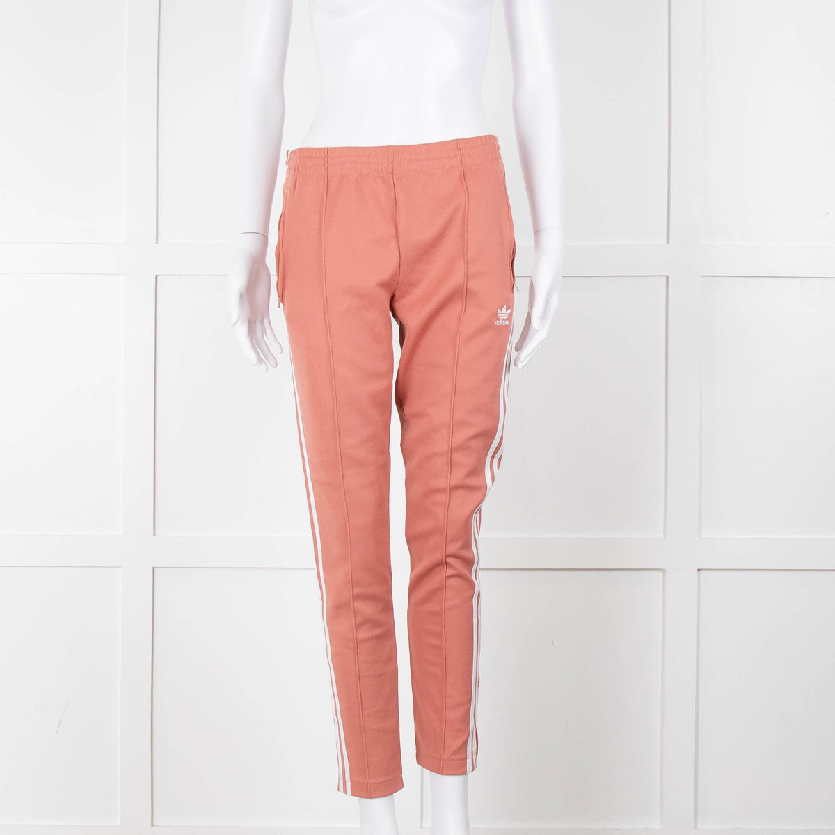 Adidas Pink Tracksuit Bottoms With White Stripe