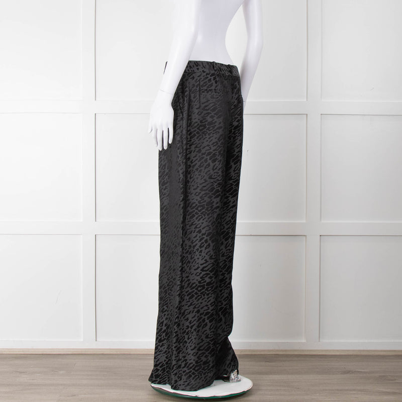 Equipment Black and Grey Animal Print Wide Leg Trousers