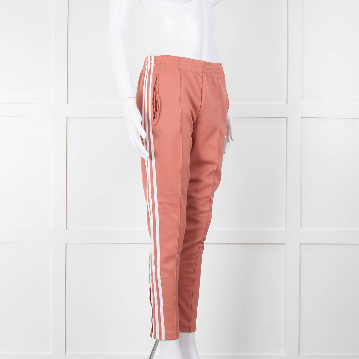 Adidas Pink Tracksuit Bottoms With White Stripe