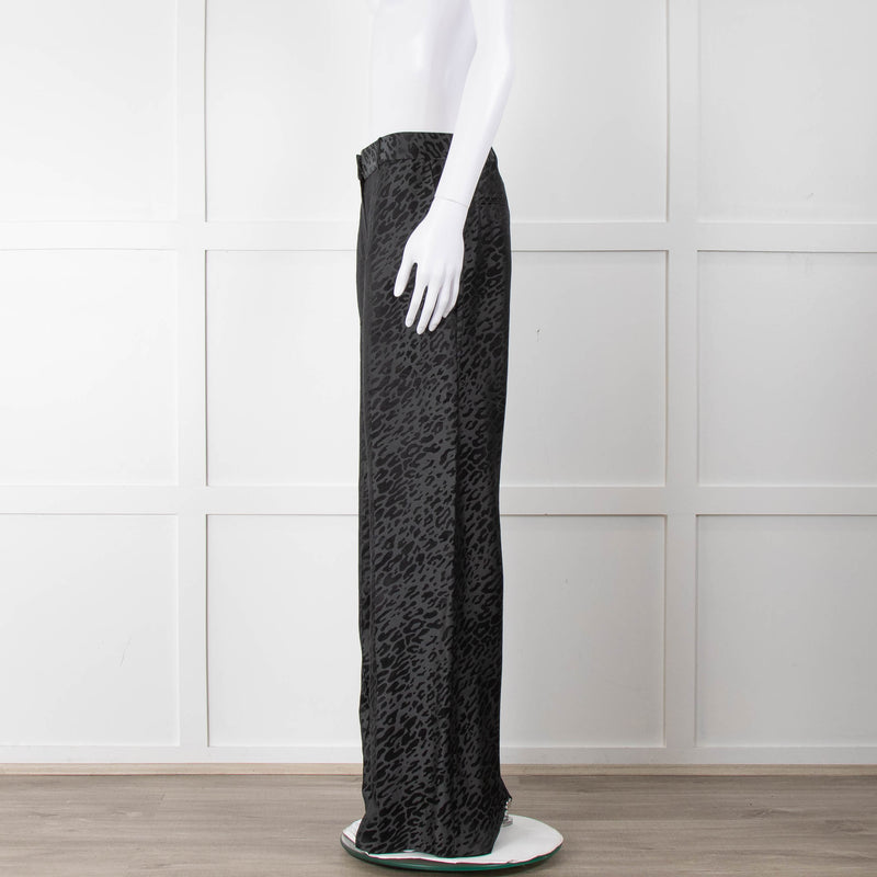 Equipment Black and Grey Animal Print Wide Leg Trousers