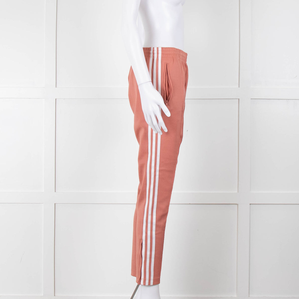 Adidas Pink Tracksuit Bottoms With White Stripe